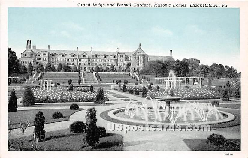 Grand Lodge & Formal Gardens, Masonic Homes - Elizabethtown, Pennsylvania PA Postcard