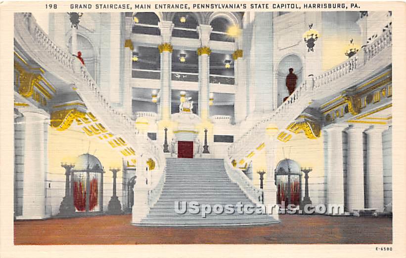 Grand Staircase, State Capitol - Harrisburg, Pennsylvania PA Postcard
