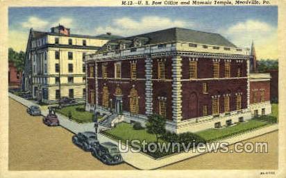 US Post Office, Meadville - Pennsylvania PA Postcard
