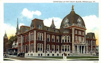 Crawford County Court House - Meadville, Pennsylvania PA Postcard