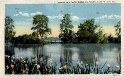 Lagoon & Rustic Bridge - Erie, Pennsylvania PA Postcard