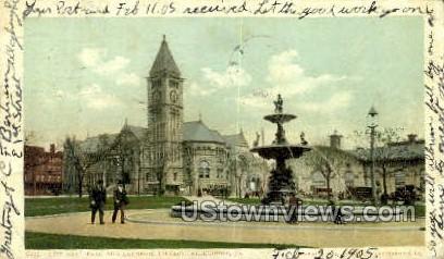 City Hall Park, Carnegie Library - Allegheny, Pennsylvania PA Postcard