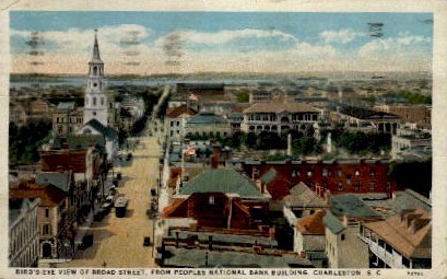 Broad Street - Charleston, South Carolina SC Postcard