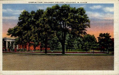 Campus View, Columbia College - South Carolina SC Postcard