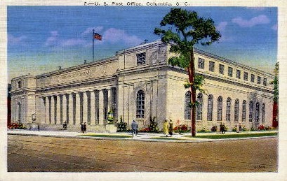 U. S. Post Office - Columbia, South Carolina SC Postcard