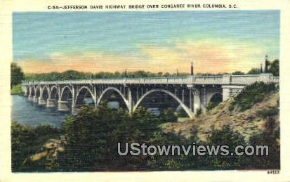 Jefferson Davis Highway Bridge - Columbia, South Carolina SC Postcard