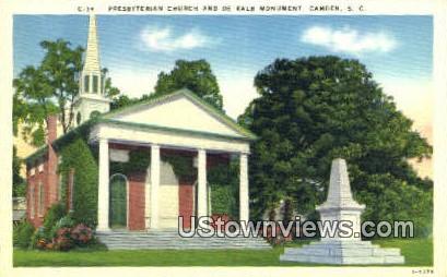 Presbyterian Church & De Kalb Monument - Camden, South Carolina SC Postcard