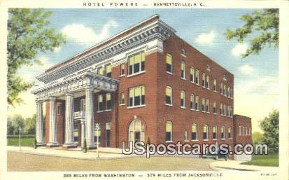 Hotel Powers - Bennettsville, South Carolina SC Postcard