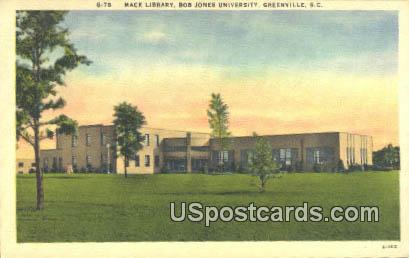 Mack Library, Bob Jones University - Greenville, South Carolina SC Postcard