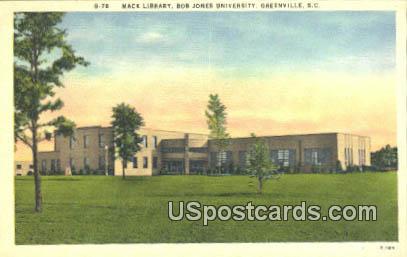 Mack Library, Bob Jones University - Greenville, South Carolina SC Postcard