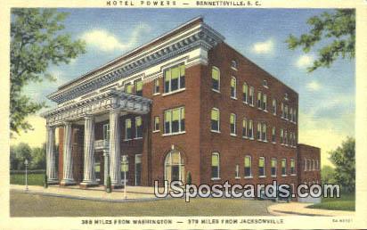 Hotel Powers - Bennettsville, South Carolina SC Postcard