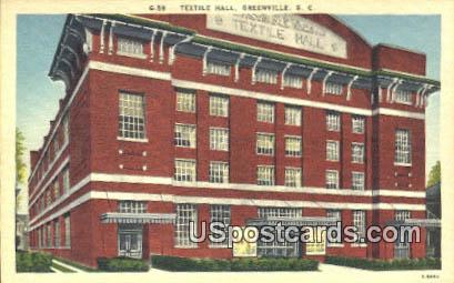Textile Hall - Greenville, South Carolina SC Postcard