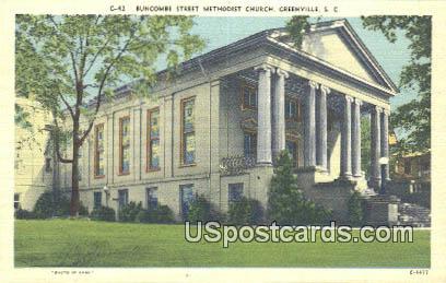 Buncombe Street Methodist Church - Greenville, South Carolina SC Postcard