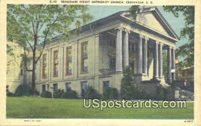 Buncombe Street Methodist Church - Greenville, South Carolina SC Postcard