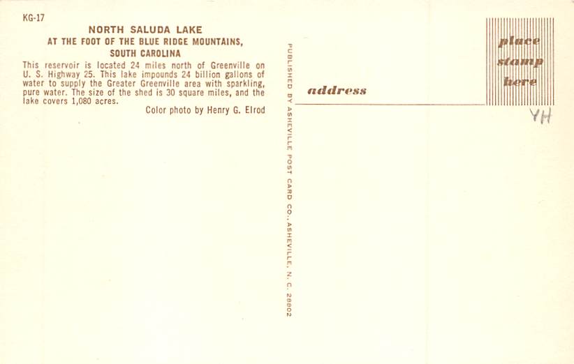 Blue Ridge Mountains Details about   North Saluda Lake c1950s Unused Postcard North Carolina 