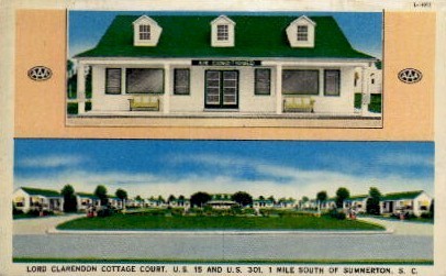 Lord Clarendon Cottage Court - Summerton, South Carolina SC Postcard