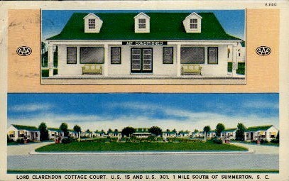 Lord Clarendon Cottage Court - Summerton, South Carolina SC Postcard