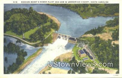 Buzzard Roost's Power Plant & Dam - Greenwood County, South Carolina SC Postcard