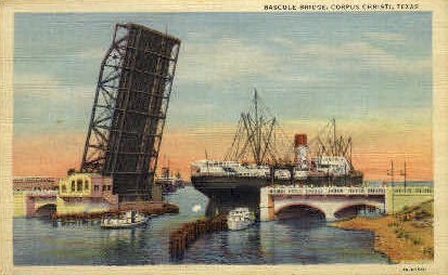 Bascule Bridge - Corpus Christi, Texas TX Postcard