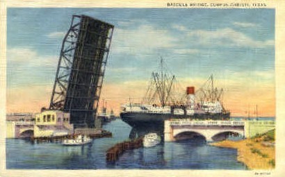 Bascule Bridge - Corpus Christi, Texas TX Postcard