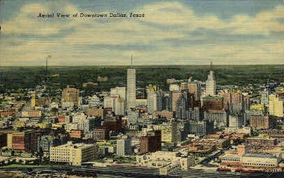 Aerial View of downtown  - Dallas, Texas TX Postcard