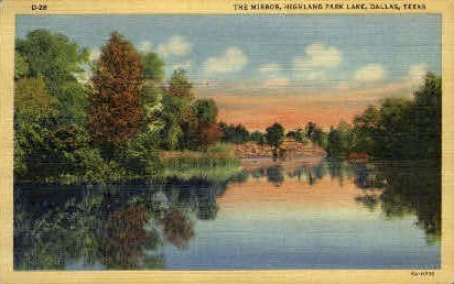 Highland Park Lake - Dallas, Texas TX Postcard