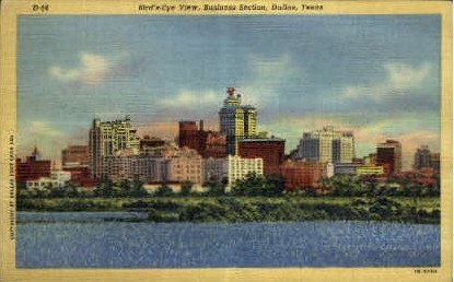 Birds Eye View, Business Section - Dallas, Texas TX Postcard