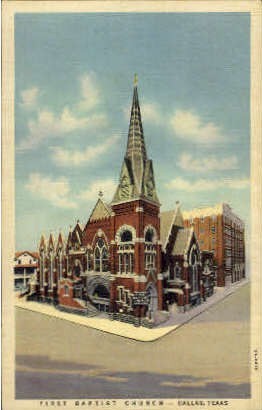 First Baptist Church - Dallas, Texas TX Postcard