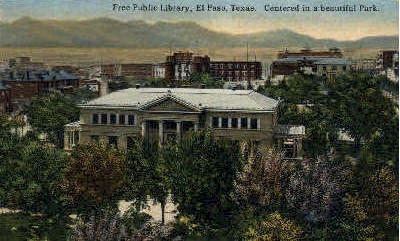 Free Public Library  - El Paso, Texas TX Postcard