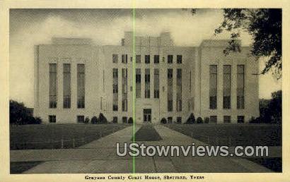 Grayson County Court House - Sherman, Texas TX Postcard