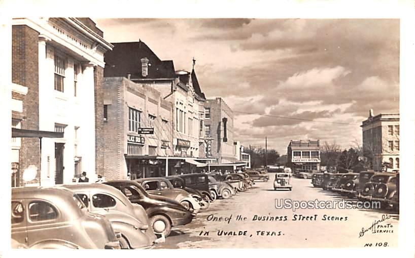 One of the Business Street Scene - Uvalde, Texas TX Postcard