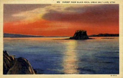 Sunset over Black Rock - Great Salt Lake, Utah UT Postcard