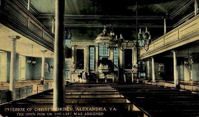 Interior of Christ Church - Alexandria, Virginia VA Postcard