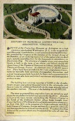 Arlington Memorial Amphitheater - Virginia VA Postcard