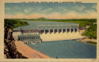 Claytor Dam, Peaks Knob - Misc, Virginia VA Postcard