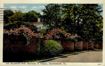 Serpentine Wall, University of VA - Charlottesville, Virginia VA Postcard
