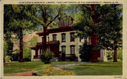 Confederate Memorial Library - Danville, Virginia VA Postcard