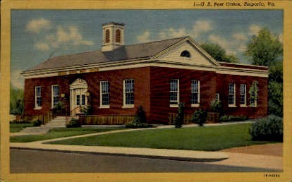 U. S. Post Office - Emporia, Virginia VA Postcard