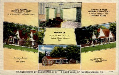 Brown's Auto Court - Fredericksburg, Virginia VA Postcard
