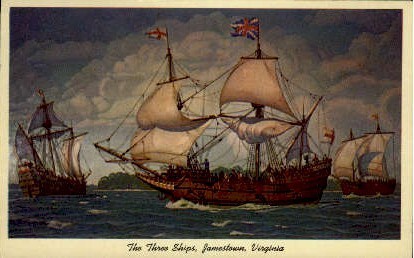 The Three Ships - Jamestown, Virginia VA Postcard
