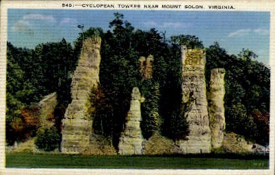 Cyclopean Towers - Mount Solon, Virginia VA Postcard