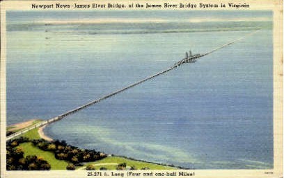 James River Bridge - Newport News, Virginia VA Postcard