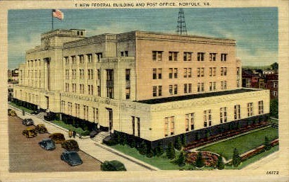 New Federal Building And Post Office - Norfolk, Virginia VA Postcard