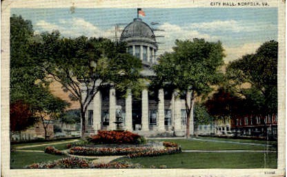 City Hall - Norfolk, Virginia VA Postcard