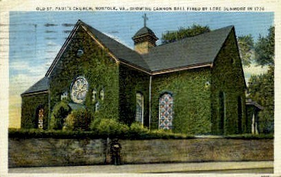 St. Pauls Episcopal Church - Norfolk, Virginia VA Postcard