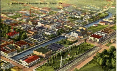 Business Section - Pulaski, Virginia VA Postcard