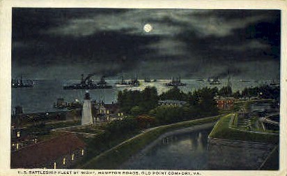 U.S. Battleship Fleet - Point Comfort, Virginia VA Postcard