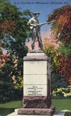 Confederate Monument - Abingdon, Virginia VA Postcard