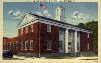 U.S. Post Office - Martinsville, Virginia VA Postcard
