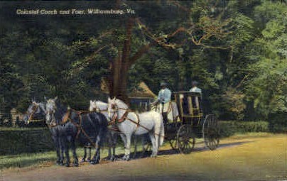 Colonial Coach - Williamsburg, Virginia VA Postcard